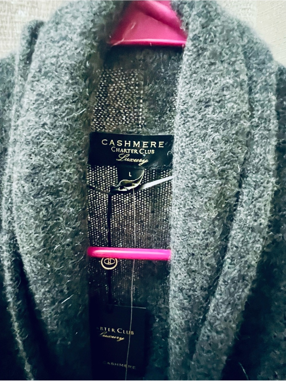 Charter Club Gray Cashmere  Cardigan - Picture 3 of 3